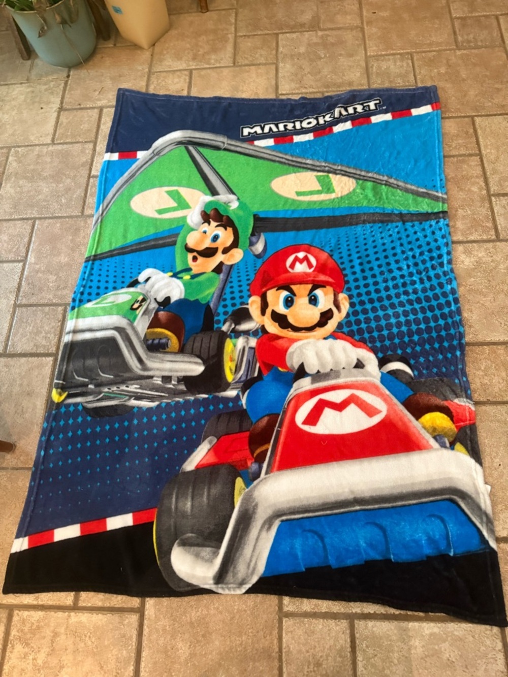 MarioKart Mario Kart Cart Fleece Plush Throw Blanket 58” x 42”
